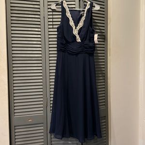 Dress Barn Collection Navy Lace Trim Dress Size 12 NWT